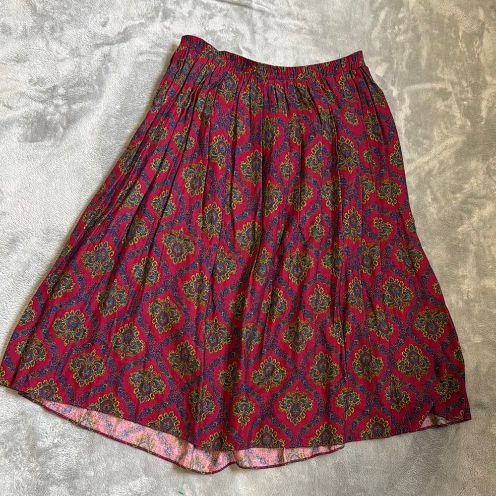 Elegant Red Boho Patterned Skirt